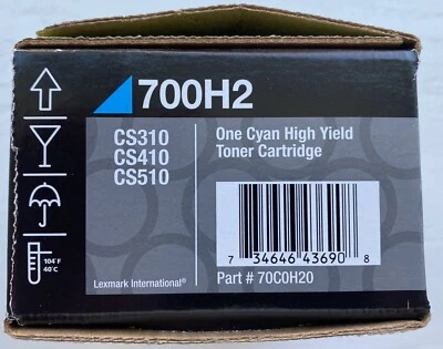 Lexmark 700H2 CYAN High Yield Toner Cartridge for CS310/410/510 NEW Genuine - Image 1 of 4