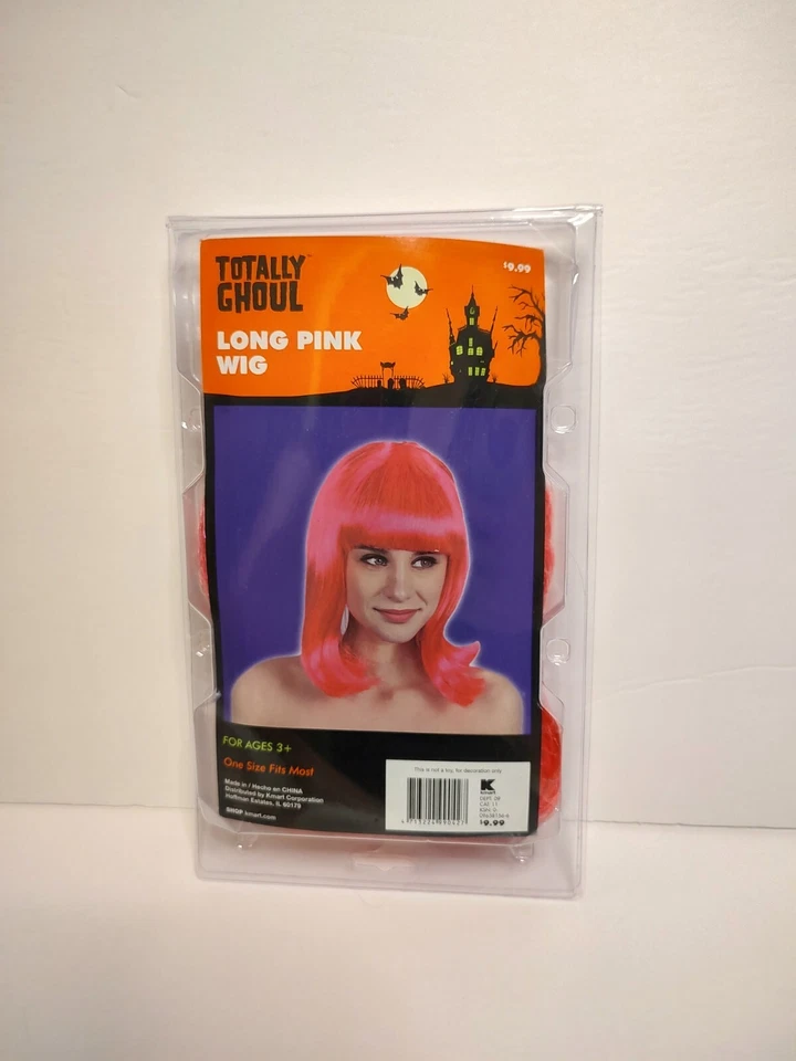 New Womens Pink Wig Totally Ghoul Halloween Costume Cosplay Accessory  - Image 1 of 1