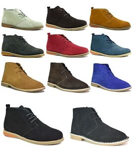 Mens New Leather Suede Casual Lace-Up Ankle Desert Outdoor Boots UK Sizes 6-12