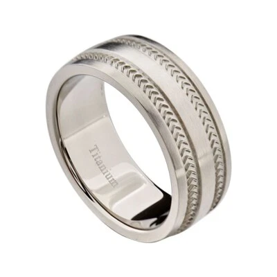 Anillo de boda de joyería para hombre con banda de ajuste cómodo cepillado superior cúpula de titanio de 9 mm Foto 1 de 4