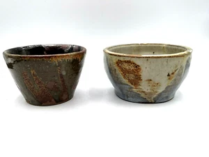 Vintage Pottery Vase Bowl Pot Handmade in USA lot of 2 Signed - Picture 1 of 8