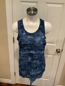 Camiseta sin mangas Michael Kors azul tie dye con volantes, talla 8 - Imagen 1 de 5