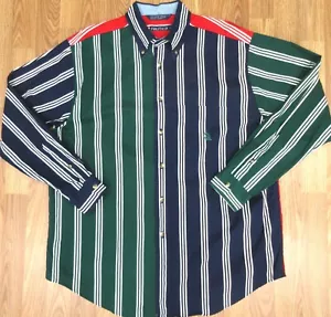 Vintage NAUTICA REGULAR FIT 100 % BAUMWOLLE HEMD WEISS, GRÜN, MARINE & ROT LARGE, L - Bild 1 von 3