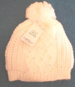 Capelli Girls Knit Hat & Gloves. Sz M/L. Cream. NWT. B32 - Picture 1 of 3