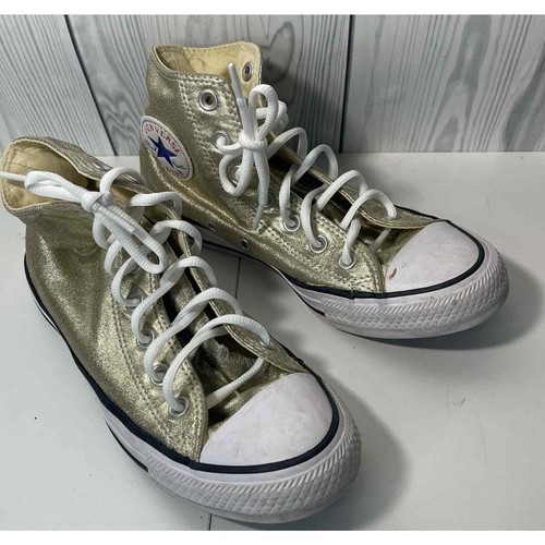 Nuova donna 7 (uomo 5) Converse HI tela oro metallizzato leggero 153178F