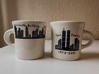 Pair Mugs Twin Towers 1973-2001 - FISHS EDDY - Homer Laughlin - 8 oz - Vtg