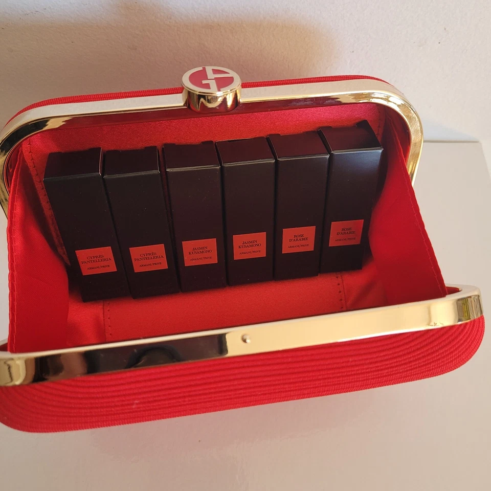 Colección GORGIO ARMANI PRIVÉ LOTE DE 6 muestras con clutch ROJO vibrante y regalo b Foto 1 de 4