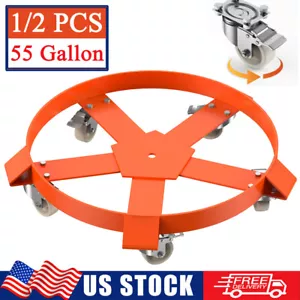 1/2 Pack 55 Gallon Drum Dolly 1250lbs 360° Swivel Casters Heavy Duty Steel Frame - Picture 1 of 10