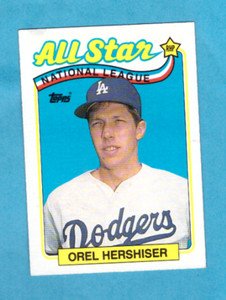 1989 Topps Baseball card #394 Orel Hershiser Dodgers All Star