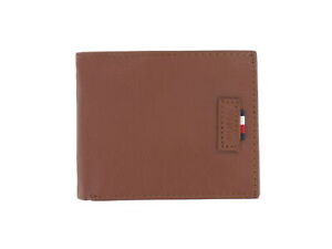 Tommy Hilfiger Bi-Fold, Smooth Tan Leather, ID, RFID, Logo Tag (Men's)