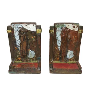 “The Kiss” Art Deco Copper & Bronze Bookends Antique Vintage Heavy - Picture 1 of 17