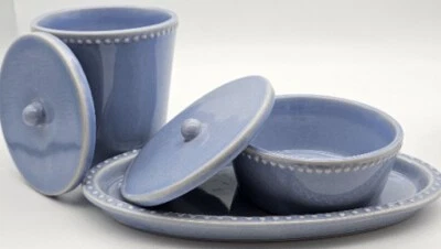 Eddie Bauer Blue Ceramic Storage Containers With Lids 3pc Set Counter Top Decor - Image 1 of 4