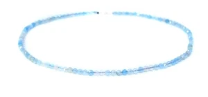 Edelsteinkette Aquamarin 45+5 cm facettierte Kugelform Ø-3 mm 925er Silber - Picture 1 of 3