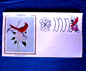 Indiana State Bird & Flower Colorano "silk" Cachet First Day Cover (FDC) - Picture 1 of 4