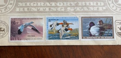 Lot of 3 #RW54 RW55 RW56 1987-1989 Federal Duck Stamps -  On Card - Image 1 of 4