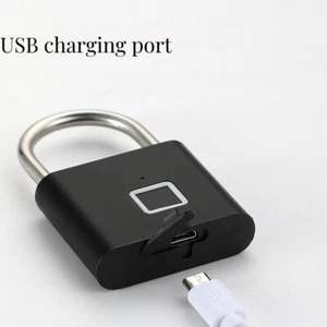 Smart Biometric Fingerprint Lock Waterproof Anti Theft Padlock USB Recharge - Picture 1 of 4