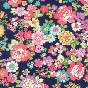 Moda Fabric Regent Street Lawns 2018 33321 18. Blue Floral ~ per long quarter - Picture 1 of 1