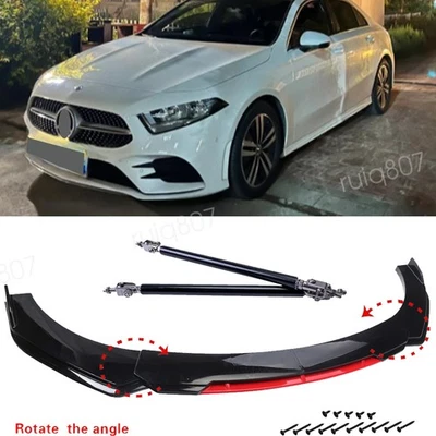 Front Bumper Lower Lip Spoiler Splitter+Strut Rods For Mercedes Benz A180 A200 Foto 1 de 4
