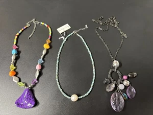 Lotto 3 Collane Multicolore Donna Dichiarazione Moda Costume Gioielli - Foto 1 di 10