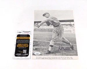 Revista Carl Hubbell firmada 8 x 10 en blanco y negro foto gigantes JSA automática - Imagen 1 de 3