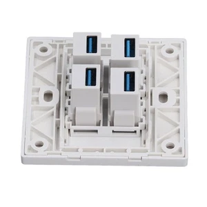4 Port Ethernet Wall Plate Outlet USB3.0 5Gbps Duplex Data Communication Ethe CB - Afbeelding 1 van 23
