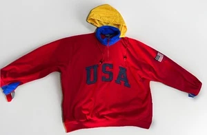 Vtg 90s POLO Ralph Lauren Superman USA Fleece Sport Ski Bear Stadium 93 Crest XL - Picture 1 of 9
