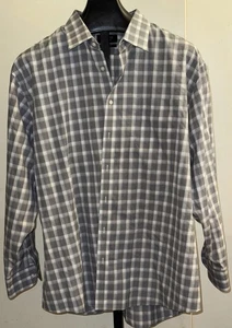 Nordstrom Men's Shop Traditional Fit Check Blue Long Sleeve Size 19 Shirt - Picture 1 of 6