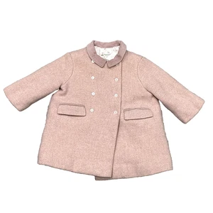 Bonpoint Wool Coat 18 Months Pink Double Breasted Swing Jacket - Picture 1 of 11