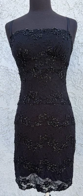 Marciano Black Beaded Fairy Dress Women's S Mini Beaded Lace Y2K - Image 1 of 4