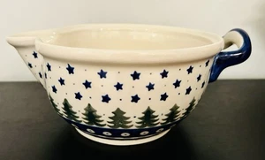 Polnische Keramik Boleslawiec Kiefer blau Sterne Teigschale Weihnachten Winter - Bild 1 von 12