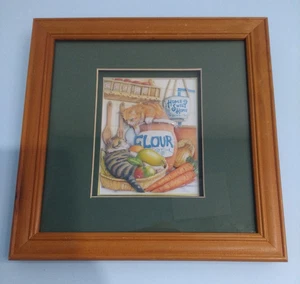 Vintage Decoupage Framed Picture country kitchen cats 1997 - Picture 1 of 12