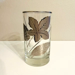 Libbey Glasses Platinum Leaves Silver Foliage 10 oz MCM Vintage - Picture 1 of 8