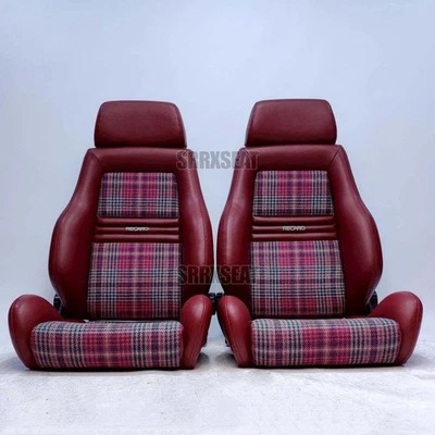 【1 PAIR】AUTHENTIC VINTAGE RECARO LSB RED HOUNDTOOTH【CUSTOMS MAY APPLY】 - Image 1 of 4