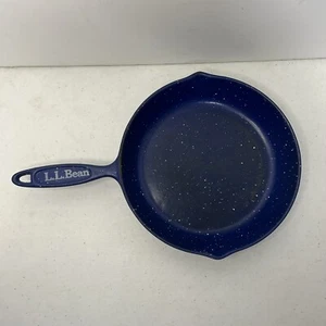 L.L. Bean Blue Enamel Deep 10" Cast Iron Skillet - Picture 1 of 8