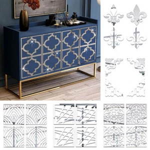 4 PIEZAS Calcomanías de pared de muebles autoadhesivas con espejo retro 3D con flores 3D - Imagen 1 de 18