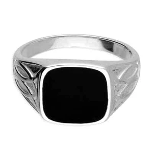 Sterling Silver Gents Ring Onyx Signet Design Hallmarked Size R - Z British Made - Picture 1 of 4