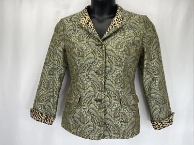 Blazer Chicos Metálico Brillo Cachemira Brocado Mujer Talla 0 (EE. UU. Talla 4) Usado en Excelente Condición Foto 1 de 4