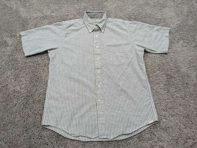 Vintage L.L. Bean Button Up Shirt Mens 16.5 Short Sleeve Striped Casual - Image 1 of 4