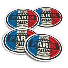 4x Round Stickers 10 cm - Paris France Travel French Flag  #6021