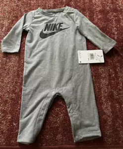 Nike Baby One Piece Coverall 6 Mos. NEW Grey Heather Long Sleeve - Picture 1 of 3