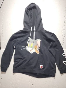 Tom & Jerry Hoodie Boys XXL 19 Black Long Sleeve Hooded Pull Over Cartoon - Picture 1 of 15