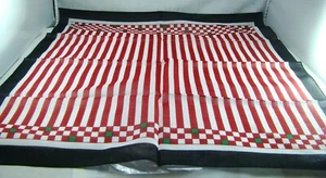 100% Cotton Made in Italy 22.5" Sq. Scarf Checkerboard Black Red & White  NEW - Picture 1 of 10