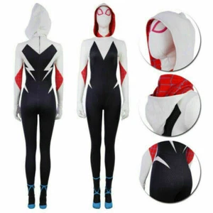 Girls Into the Spider Verse Gwen Stacy Jumpsuits Spiderman Fancy Cosplay Costume - Picture 1 of 22