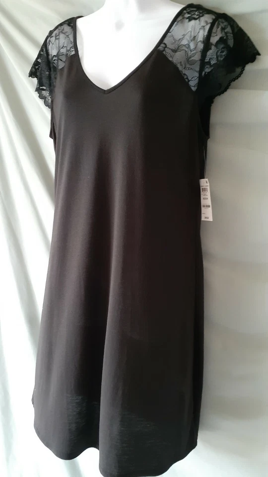 Charter Club 黑色睡衣及膝帽袖中号 40 英寸胸围  — 第 1/4 张图片