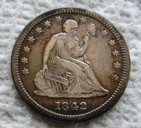 1842-O Seated Liberty Silver Quarter Rare Early Date New Orleans Mint Nice XF Cover