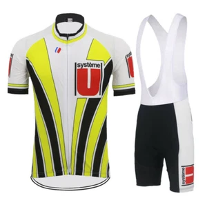 Mens RETRO SYSTEME U Cycling Jersey And Bib Shorts Sets Cycling Strap Shorts - Picture 1 of 6