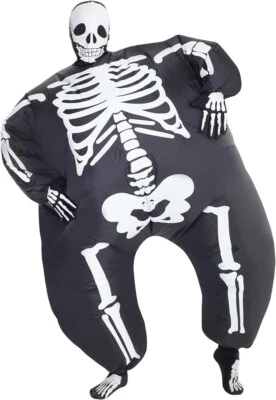 Adult Inflatable Skeleton Costume Megamorph Blow Up Halloween Fat Sumo Chub Suit - Image 1 of 4