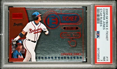 Skybox 2000 boleto electrónico estrella rubíes paralelo 11 Chipper Jones PSA 7 casi como nuevo Pop 1 Foto 1 de 2