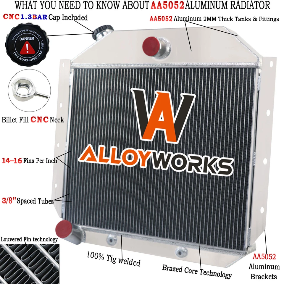 4 Row Radiator For 1951-1957 56 International Harvester L/R/S Series Truck 1954 Foto 1 de 4