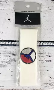 Vintage Nike Michael Jordan Jumpman Sweat Headband White, Red & Silver - NEW - Picture 1 of 2